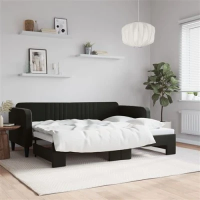 Afbeelding van vidaXL Slaapbank met onderschuifbed 80x200 cm fluweel zwart