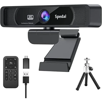Afbeelding van Spedal 4K webcam met microfoon en statief, HD webcamera 120 gezichtsveld afstandsbediening voor vergaderingsstreaming, compatibel Skype Zoom Facetime, PC Mac laptop desktop
