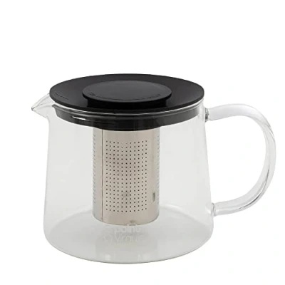Afbeelding van Point Virgule Theepot Uit Glas Met Infuser Rvs Zwart 1l