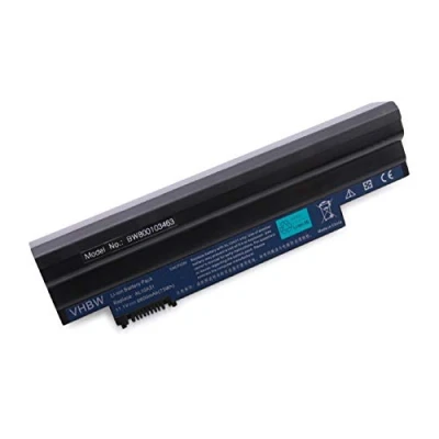 Afbeelding van vhbw MTXtec Li Ion accu compatibel met ACER Aspire One D255, D260, D270, 722 serie vervangt AL10A31, AL10B31, AL10BW, AL10G31, BT.00603.121 6600 mAh 11,1 V 73,26 Wh zwart