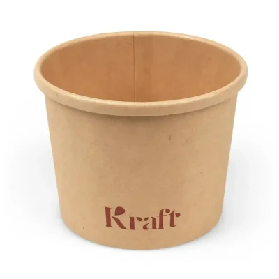 Afbeelding van Soepbekers en Deksels Soepbeker 350 ml 12oz Kraft Bruin Karton Ø 98mm