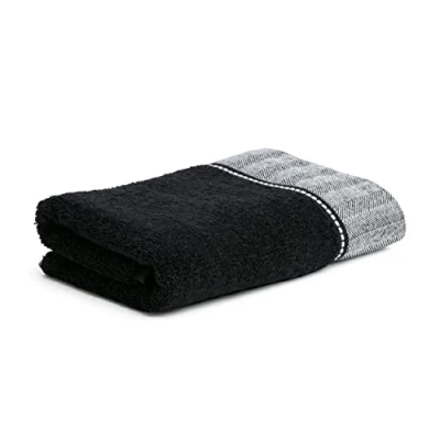 Afbeelding van MÖVE Brooklyn effen handdoek met brede visgraatrand, 50 x 100 cm, Made in Germany, 85% katoen, 10% viscose, van bamboevlees, 5% linnen, kasjmier (beige)