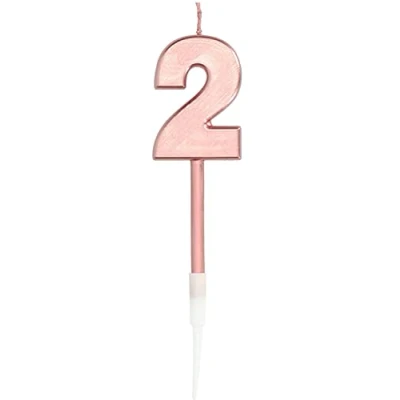 Afbeelding van Folat Verjaardagskaars 2 Roségoud Metallic