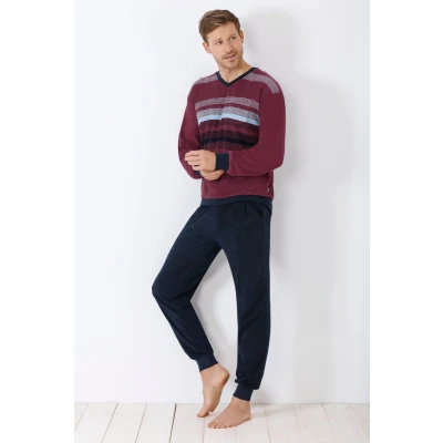 Afbeelding van Badstof heren pyjama rood hajo