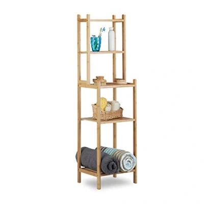 Afbeelding van Relaxdays badkamerrek bamboe met 5 vakken keukenrek hout rek etages