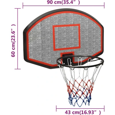 Afbeelding van Basketbalbord 90X60X2 Cm Polyetheen Zwart