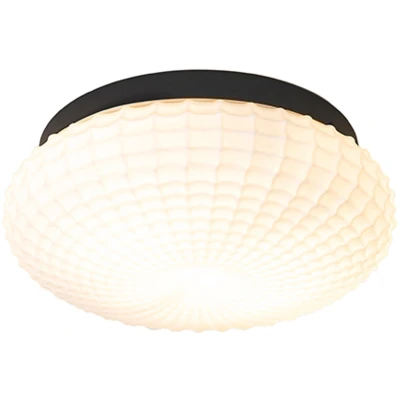 Afbeelding van QAZQA Klassieke plafondlamp zwart met opaal glas 30 cm IP44 Nohmi