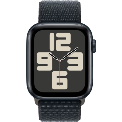 Afbeelding van Apple Watch SE 2023 44mm Zwart (Zwarte Nylon Band)