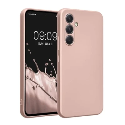 Afbeelding van kwmobile metallic telefoonhoesje van TPU geschikt voor Samsung Galaxy A54 5G Flexible case smartphone In roségoud