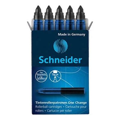 Image de Schneider 185401 One Change Lot de 5 cartouches d&#039;encre pour stylo roller indélébile non effaçable Noir