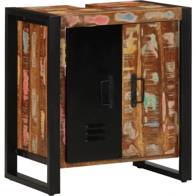 Afbeelding van vidaXL Badkamer Kast Meerkleurig 55x35x60 cm Massief Hout Gerecycled