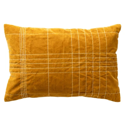 Afbeelding van Dutch Decor SELAH Sierkussen 40x60 cm velvet subtiel ruitpatroon Chai Tea geel