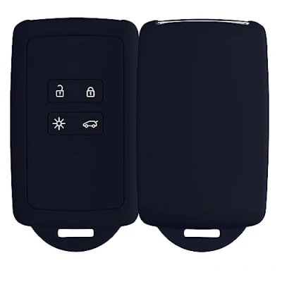 Afbeelding van kwmobile Autosleutelaccessoire, compatibel met Renault Smart Key 4 toetsen (alleen Keyless Go), zachte siliconen hoes sleutelhangerring, diepe oceaan