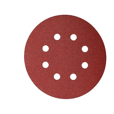 Afbeelding van Mirka 5 stuks slijpschijven rood Ø 125 mm / klittenbandhechting 8 gaten korrel P180 voor het slijpen van hout, metaal en kunststof