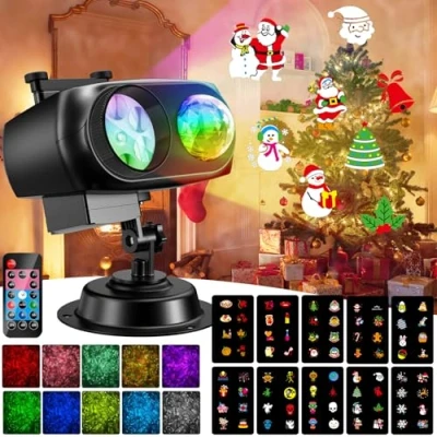 Afbeelding van YAZEKY Kerstprojector voor buiten, Halloween, 10 dia&#039;s met 8 motieven en kleuren, oceaan, golf, projector, sneeuwvlok, decoratie feest, Kerstmis