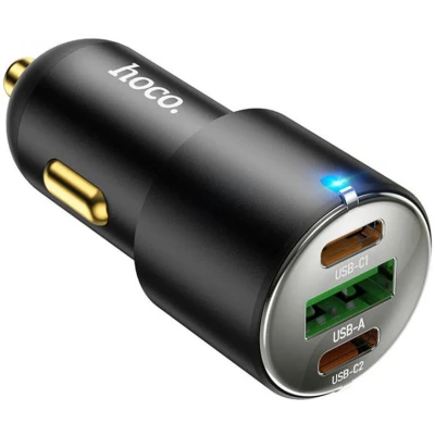 Afbeelding van Hoco 3A USB/USB C Auto Snellader 45W Power Delivery en Quick Charge 3.0 Zwart Voor Smartphones Tablets