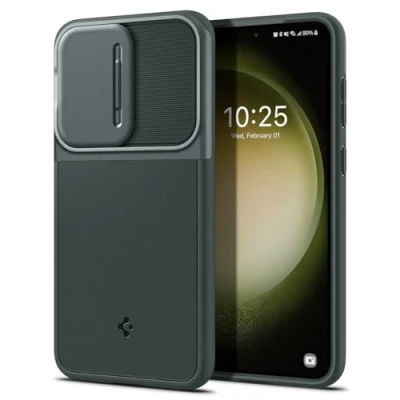 Afbeelding van Spigen Optik Armor Samsung Galaxy S23 Hoesje Camera Slider Groen