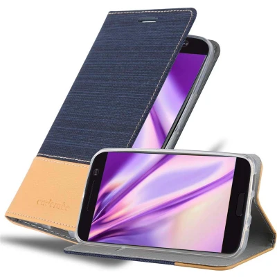 Afbeelding van Cadorabo Hoesje geschikt voor HTC ONE M10 in DONKERBLAUW BRUIN Beschermhoes met magnetische sluiting, standfunctie en kaartvakje Book Case Cover Etui