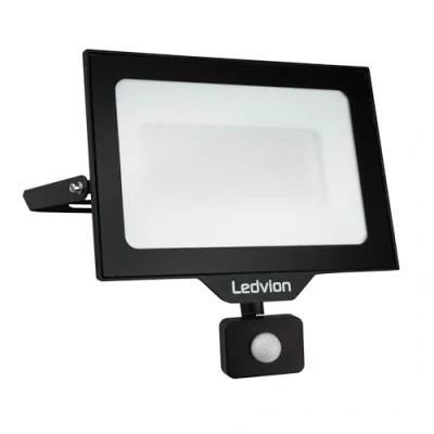 Afbeelding van Ledvion OSRAM led schijnwerper met bewegingsmelder, 100 W, buitenspot, 6000 K, beveiligingsverlichting, 12.000 lumen, IP44, voor tuin, terras, garage, terras