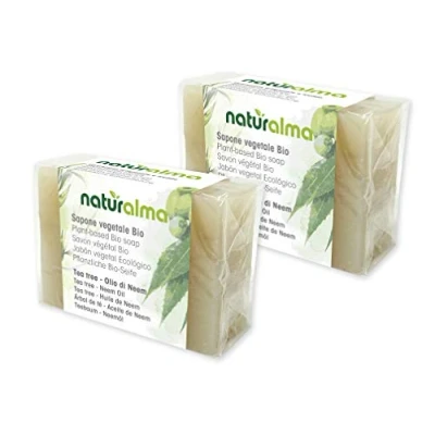 Afbeelding van Handzeep, plantaardig, theeboom en biologische Nem olie, 2 x 100 g, Naturalma behandelingsproces bij lage temperaturen, veganistisch