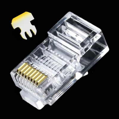 Afbeelding van MINGZE 100 stuks RJ45 CAT5 CAT5E CAT6 netwerk LAN kabel Crimp Connector Sockets 8 P8C UTP verguld ethernetkabel Crystal Head