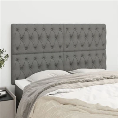 Afbeelding van vidaXL Hoofdborden 4 st 72x7x78/88 cm stof donkergrijs