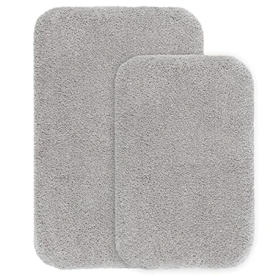 Afbeelding van badmatten, set van 2 dikke antislip microvezel pluizig super absorberend, machinewasbaar 40 x 60 cm en 50 80 (lichtgrijs)