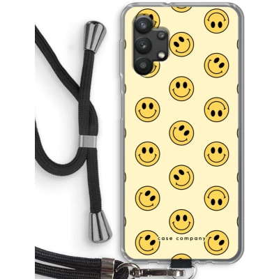 Afbeelding van hoesje met Koord geschikt voor Samsung Galaxy A32 5G Smiley N2 Telefoonhoesje Zwart Bescherming aan alle Kanten en Over de Schermrand