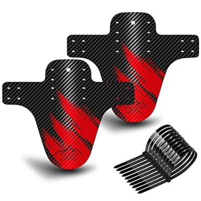Afbeelding van NICEDACK Spatborden voor mountainbike, spatbescherming, en achter, compatibel met fietsaccessoires, MTB, Mud Guard Fit 20, 26, 27, 27,5 inch, 29 inch Fat Bike (Rood)