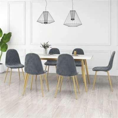 Afbeelding van vidaXL Eetkamerstoelen 6 st fluweel donkergroen