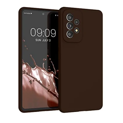 Afbeelding van kwmobile telefoonhoesje geschikt voor Samsung Galaxy A53 5G Hoesje met siliconen coating Smartphone case in chocoladebruin