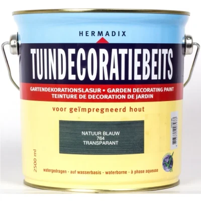 Afbeelding van Hermadix Tuindecoratiebeits Transparant 764 Natuur Blauw 2,5 liter Tuinbeits