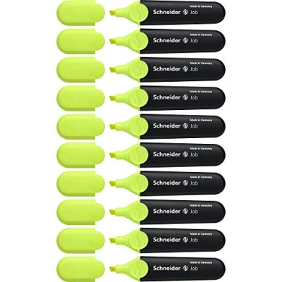 Image de Schneider job 150 Surligneur rechargeable Résiste à la lumière Avec clip Jaune Lot de 10