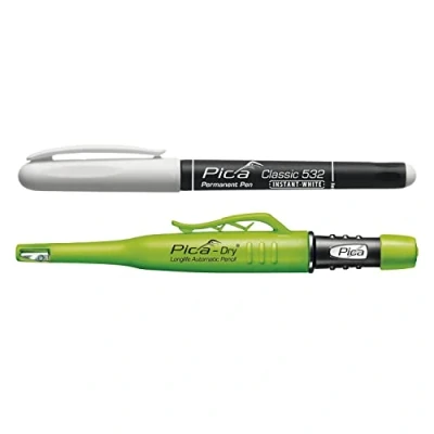 Afbeelding van vasalat Pica permanente marker wit + Dry diepe gatmarker grafiet 2 delig