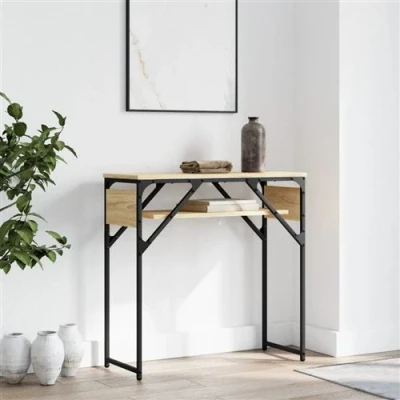 Afbeelding van vidaXL Wandtafel met schap 75x30x75 cm bewerkt hout sonoma eikenkleur