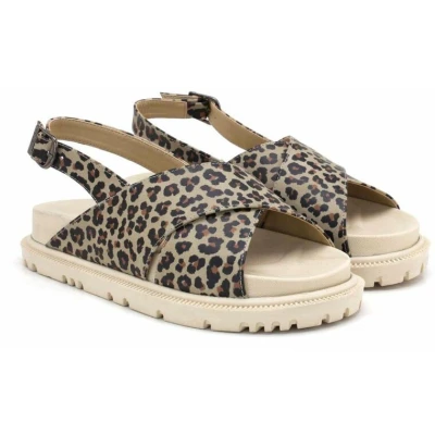 Afbeelding van Goby Wild Leopard Dames Sandalen Handmade Vegan Maat 36