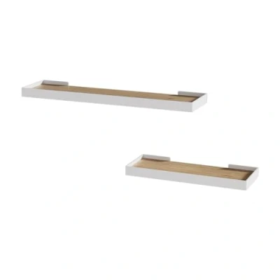 Afbeelding van Vicco ErniMuurplank 60 x 3 cm Set van 2 Wit/eiken