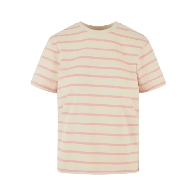 Afbeelding van Urban Classics Striped Tshirt print, Dames, Maat: 3XL, Lemonadepink whitesand