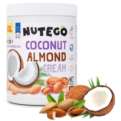 Afbeelding van Nutego Romige amandelboter 1 kg met kokosnoot zonder additieven veganistisch, lactosevrij, GMO vrij