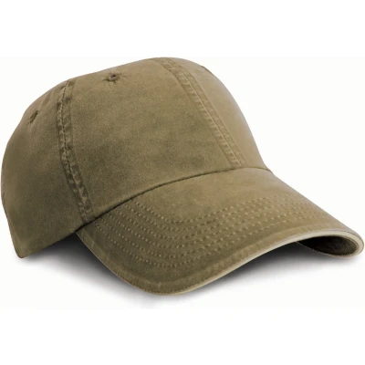 Afbeelding van Result Washed Fine Line Cotton Cap with Sandwich Peak RC054X Olive / Stone