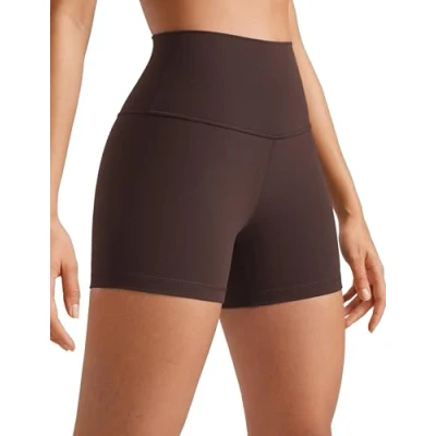 Afbeelding van CRZ YOGA Butterluxe Fietsbroek voor dames, hoge taille, 15,2 cm/20,3 cm, korte legging training, yoga, biker, Warm karamelbruin, 40