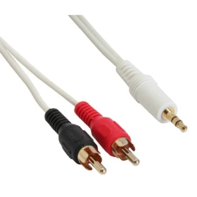 Afbeelding van InLine witte 3,5mm Jack tulp stereo 2RCA kabel met vergulde contacten 10 meter