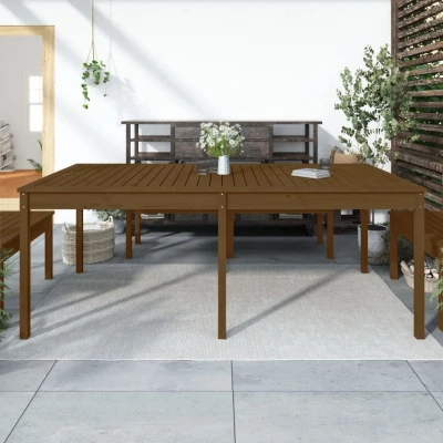 Afbeelding van Tuintafel 203,5x100x76 cm massief grenenhout honingbruin