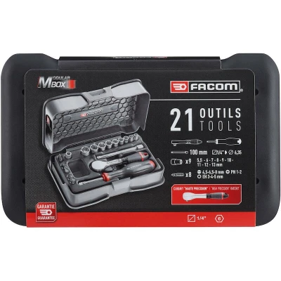 Image de FACOM r.181 4P6PB Jeu de douilles 1/4 6pt mm 21pc
