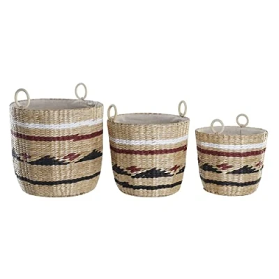 Afbeelding van Basket spelset DKD Home Decor Polyester Koloniaal Vezel (38 x 38 36 cm)