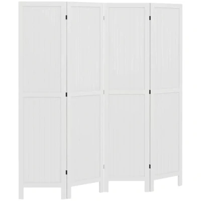 Afbeelding van HOMCOM houten ruimteverdeler, binnenwand, opvouwbaar, 4 panelen, 160 x 170 cm, wit