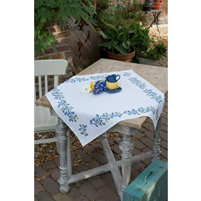 Afbeelding van Aida tafelkleed kit Blauwe ranken Vervaco PN 0168358 ( Telpatroon )