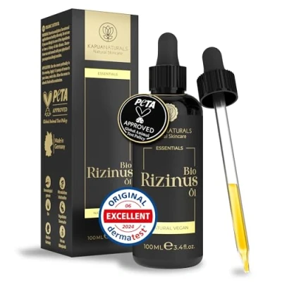 Afbeelding van biologische ricinusolie 100 ml 100% puur, natuurlijk en koudgeperst voor haar, wimpers, wenkbrauwen, baard nagels veganistisch
