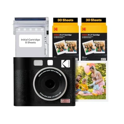 Afbeelding van KODAK Mini Shot 3 ERA 4PASS 2 in 1 instant camera en fotoprinter (7,6 x 7,6 cm), 8 eerste vellen + 60 vellen, zwart