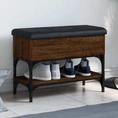 Afbeelding van Schoenenbankje 62x32x45 cm bewerkt hout bruineikenkleurig